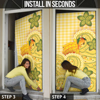 Hawaii Palaka Door Cover Cute Ripe Mango Turtle On The Waves DT05 - Polynesian Pride