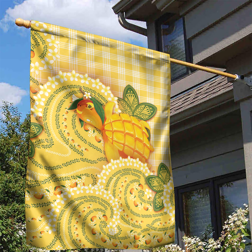 Hawaii Palaka Garden Flag Cute Ripe Mango Turtle On The Waves DT05 - Polynesian Pride