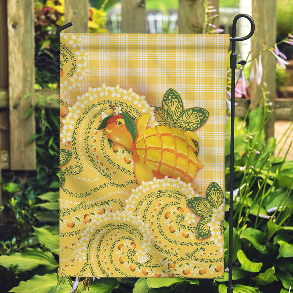 Hawaii Palaka Garden Flag Cute Ripe Mango Turtle On The Waves DT05 Garden Flag Yellow - Polynesian Pride
