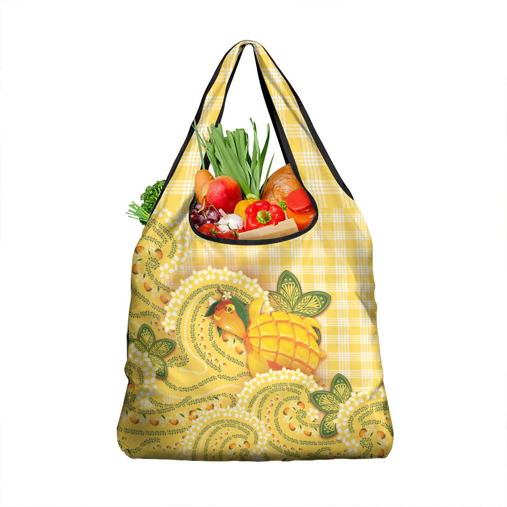 Hawaii Palaka Grocery Bag Cute Ripe Mango Turtle On The Waves DT05 1-pack One Size Yellow - Polynesian Pride