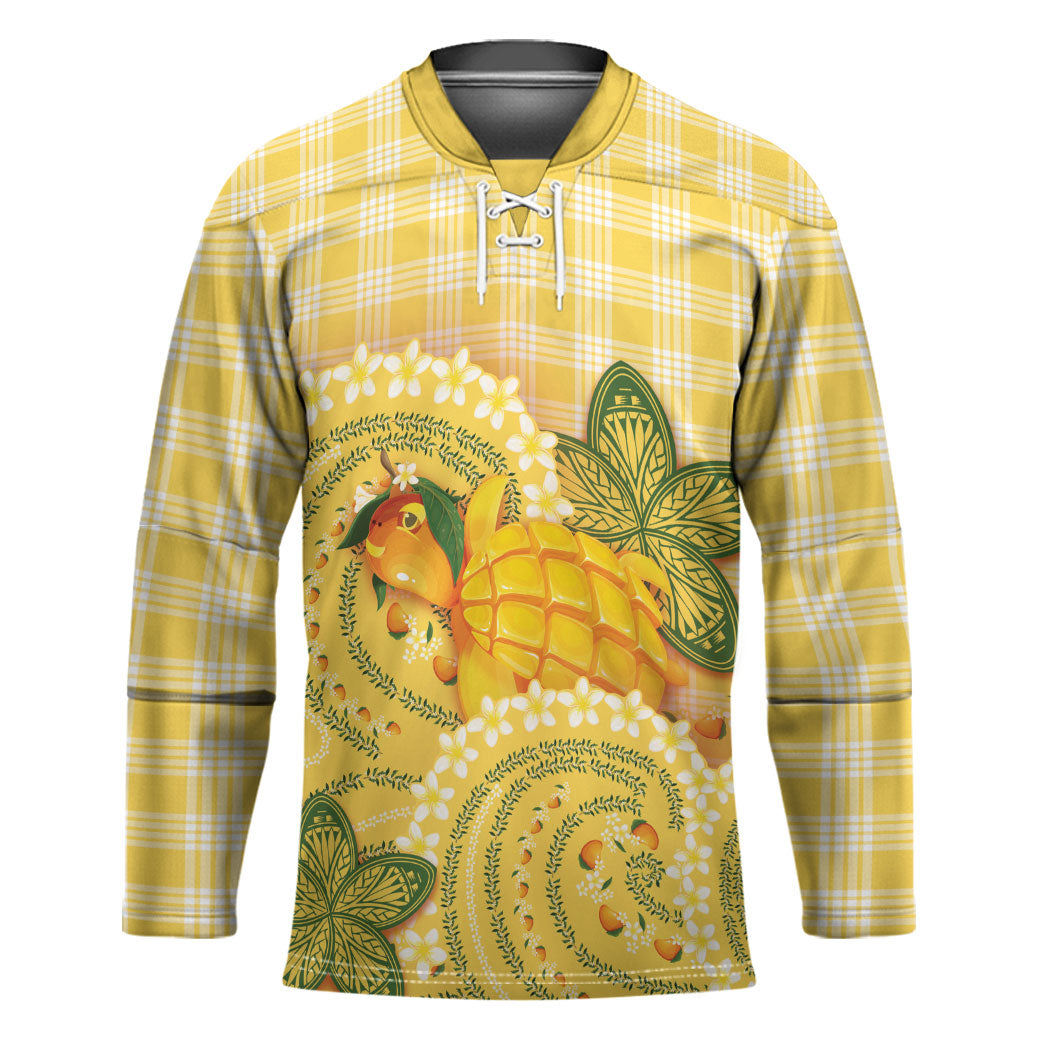 Hawaii Palaka Hockey Jersey Cute Ripe Mango Turtle On The Waves DT05 Unisex Yellow - Polynesian Pride
