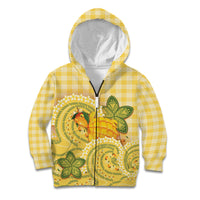 Hawaii Palaka Kid Hoodie Cute Ripe Mango Turtle On The Waves DT05 Zip Hoodie Yellow - Polynesian Pride