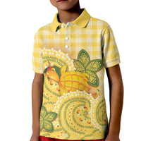 Hawaii Palaka Kid Polo Shirt Cute Ripe Mango Turtle On The Waves DT05 Kid Yellow - Polynesian Pride