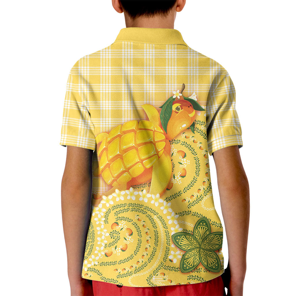 Hawaii Palaka Kid Polo Shirt Cute Ripe Mango Turtle On The Waves DT05 - Polynesian Pride