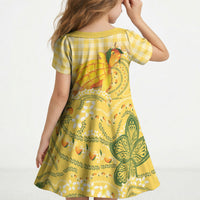 Hawaii Palaka Kid Short Sleeve Dress Cute Ripe Mango Turtle On The Waves DT05 - Polynesian Pride