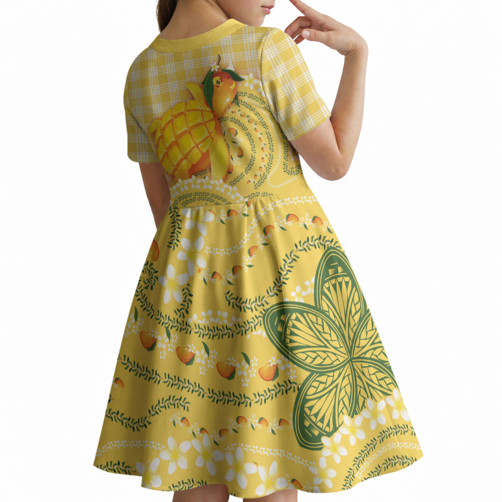 Hawaii Palaka Kid Short Sleeve Dress Cute Ripe Mango Turtle On The Waves DT05 - Polynesian Pride