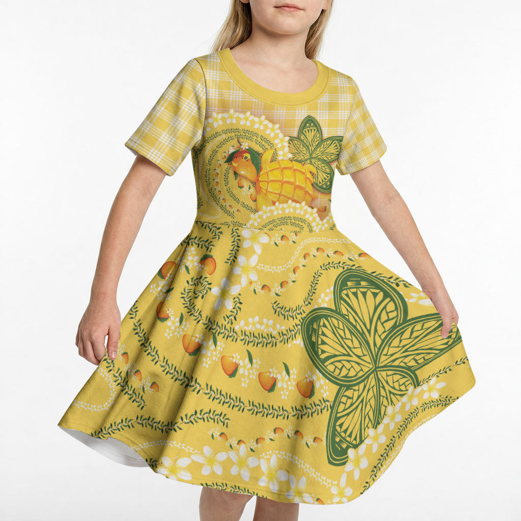 Hawaii Palaka Kid Short Sleeve Dress Cute Ripe Mango Turtle On The Waves DT05 - Polynesian Pride