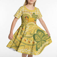 Hawaii Palaka Kid Short Sleeve Dress Cute Ripe Mango Turtle On The Waves DT05 - Polynesian Pride