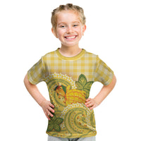 Hawaii Palaka Kid T Shirt Cute Ripe Mango Turtle On The Waves DT05 Yellow - Polynesian Pride