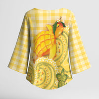 Hawaii Palaka Kimono Sleeve Blouse Cute Ripe Mango Turtle On The Waves DT05 - Polynesian Pride