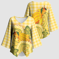 Hawaii Palaka Kimono Sleeve Blouse Cute Ripe Mango Turtle On The Waves DT05 - Polynesian Pride