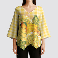Hawaii Palaka Kimono Sleeve Blouse Cute Ripe Mango Turtle On The Waves DT05 - Polynesian Pride