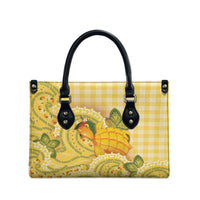 Hawaii Palaka Leather Bag Cute Ripe Mango Turtle On The Waves DT05 - Polynesian Pride