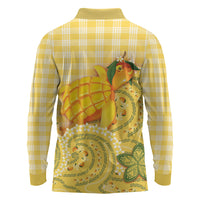 Hawaii Palaka Long Sleeve Polo Shirt Cute Ripe Mango Turtle On The Waves DT05 - Polynesian Pride