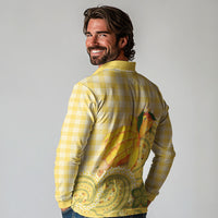 Hawaii Palaka Long Sleeve Polo Shirt Cute Ripe Mango Turtle On The Waves DT05 - Polynesian Pride