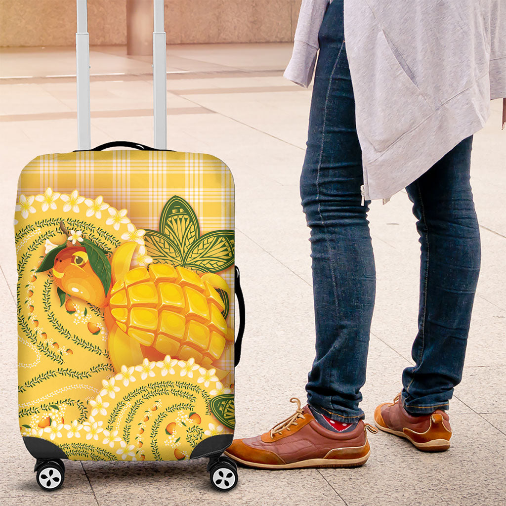 Hawaii Palaka Luggage Cover Cute Ripe Mango Turtle On The Waves DT05 Yellow - Polynesian Pride