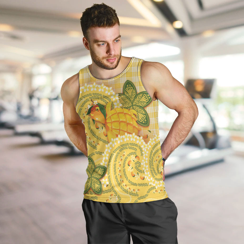 Hawaii Palaka Men Tank Top Cute Ripe Mango Turtle On The Waves DT05 Yellow - Polynesian Pride