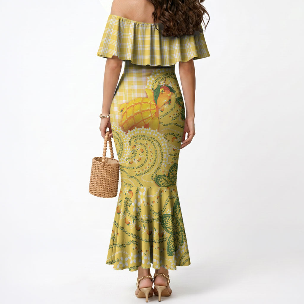 Hawaii Palaka Mermaid Dress Cute Ripe Mango Turtle On The Waves DT05 - Polynesian Pride