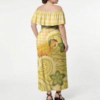 Hawaii Palaka Off Shoulder Maxi Dress Cute Ripe Mango Turtle On The Waves DT05 - Polynesian Pride