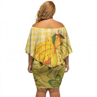 Hawaii Palaka Off Shoulder Short Dress Cute Ripe Mango Turtle On The Waves DT05 - Polynesian Pride