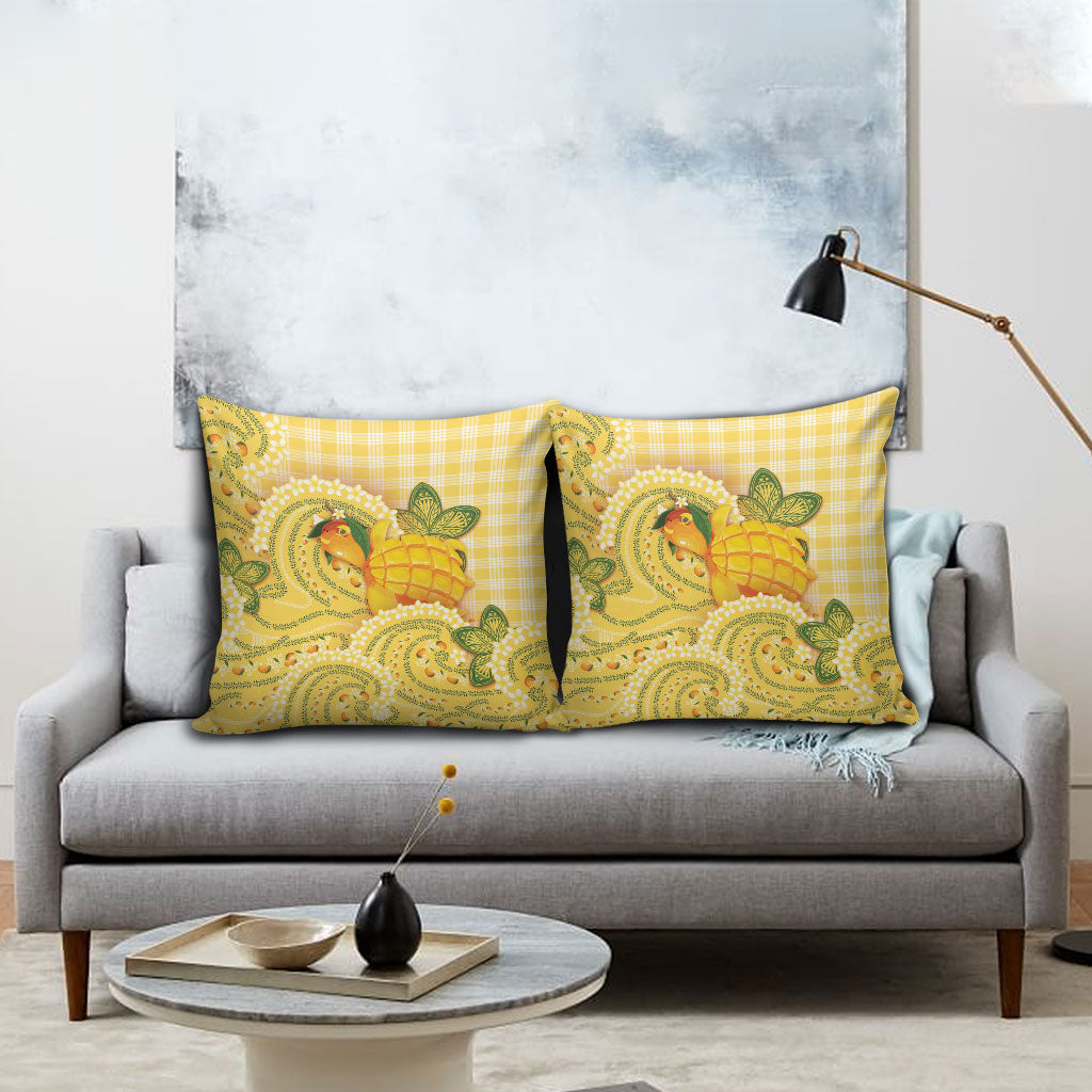 Hawaii Palaka Pillow Cover Cute Ripe Mango Turtle On The Waves DT05 - Polynesian Pride