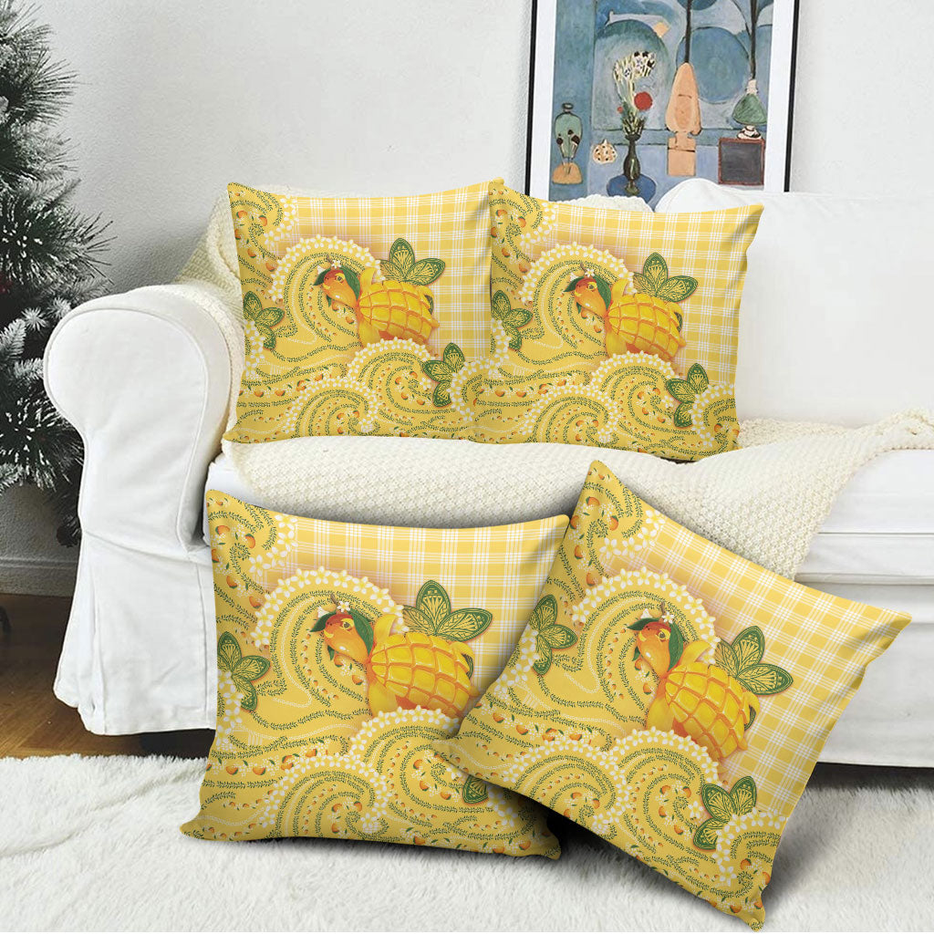 Hawaii Palaka Pillow Cover Cute Ripe Mango Turtle On The Waves DT05 - Polynesian Pride