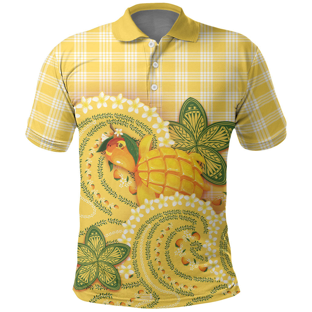 Hawaii Palaka Polo Shirt Cute Ripe Mango Turtle On The Waves DT05 Yellow - Polynesian Pride