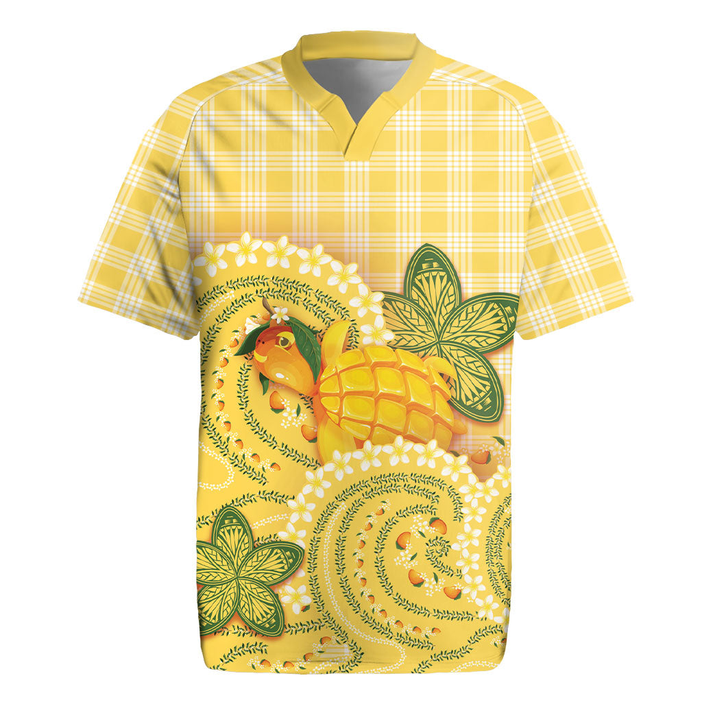 Hawaii Palaka Rugby Jersey Cute Ripe Mango Turtle On The Waves DT05 Yellow - Polynesian Pride