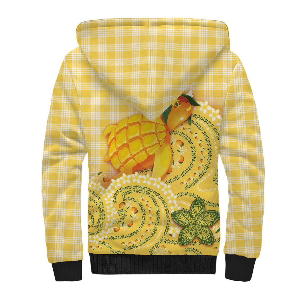 Hawaii Palaka Sherpa Hoodie Cute Ripe Mango Turtle On The Waves DT05 - Polynesian Pride