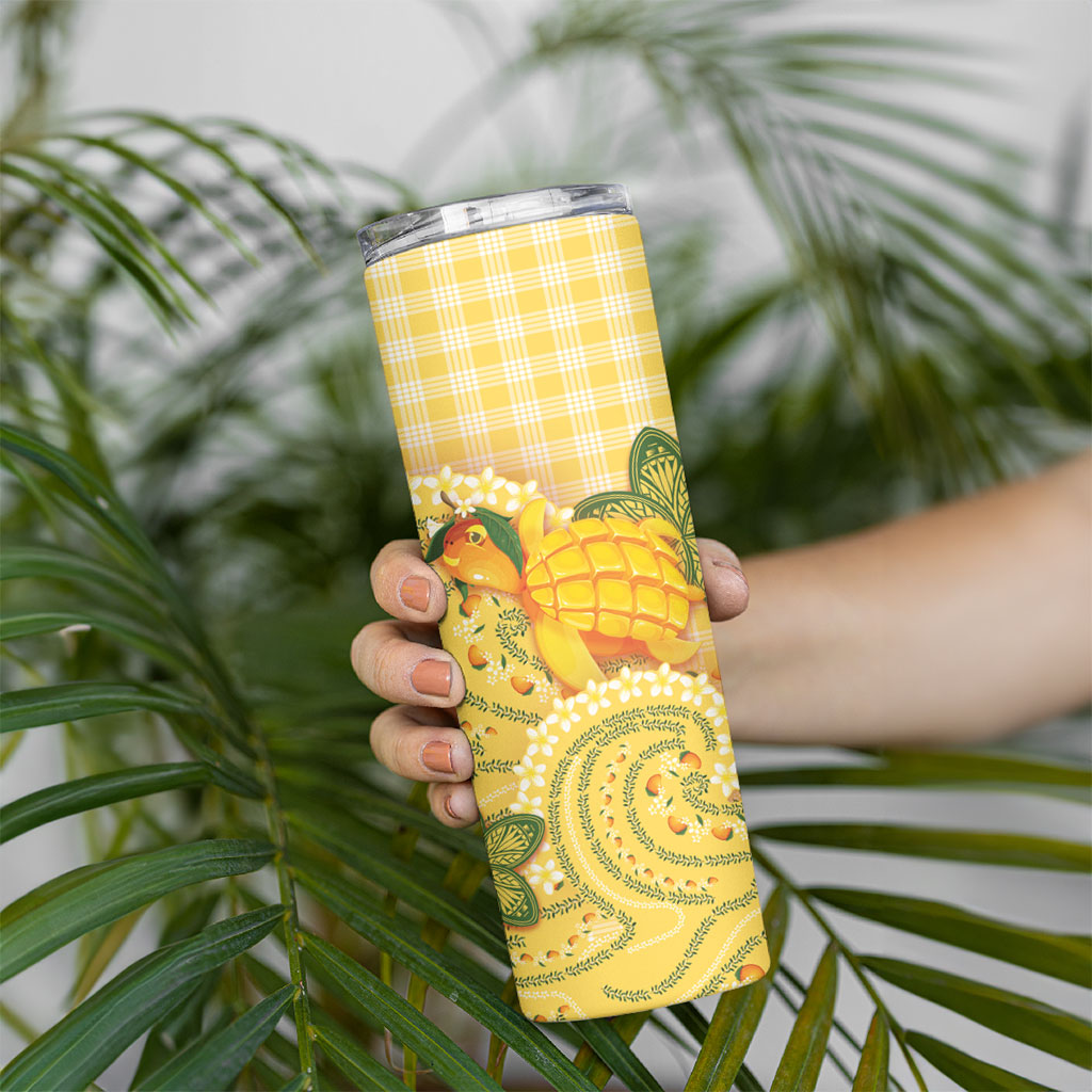 Hawaii Palaka Skinny Tumbler Cute Ripe Mango Turtle On The Waves DT05 - Polynesian Pride
