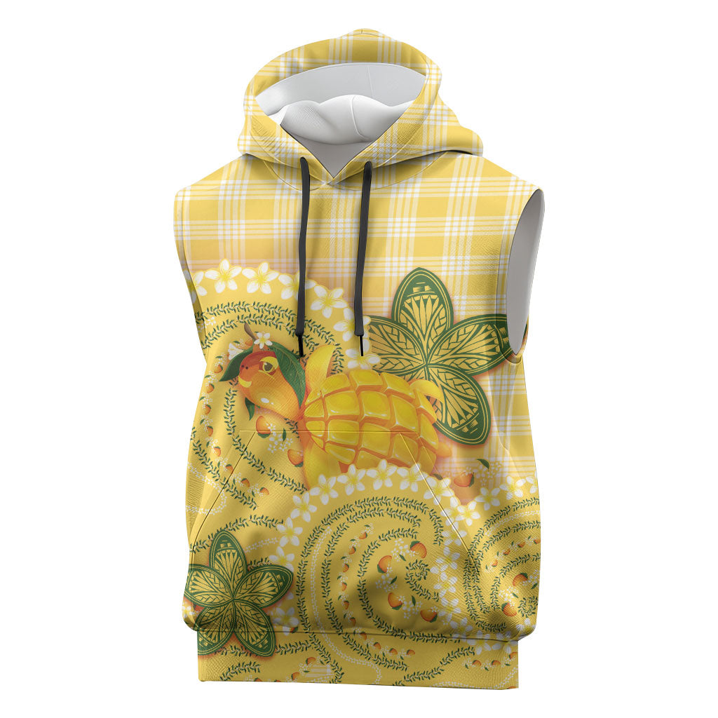 Hawaii Palaka Sleeveless Hoodie Cute Ripe Mango Turtle On The Waves DT05 Yellow - Polynesian Pride
