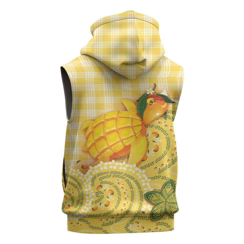 Hawaii Palaka Sleeveless Hoodie Cute Ripe Mango Turtle On The Waves DT05 - Polynesian Pride