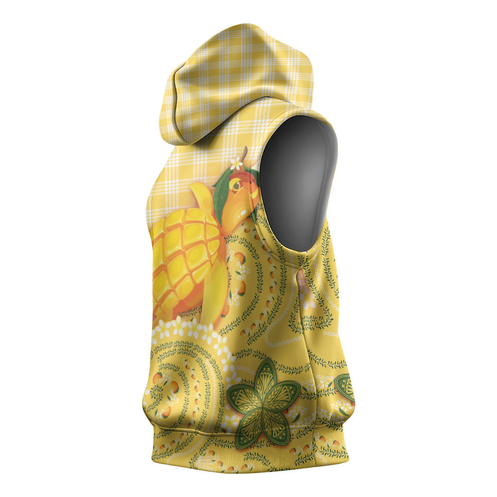 Hawaii Palaka Sleeveless Hoodie Cute Ripe Mango Turtle On The Waves DT05 - Polynesian Pride