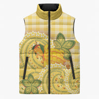 Hawaii Palaka Sleeveless Puffer Jacket Cute Ripe Mango Turtle On The Waves DT05 Unisex Yellow - Polynesian Pride