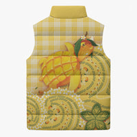 Hawaii Palaka Sleeveless Puffer Jacket Cute Ripe Mango Turtle On The Waves DT05 - Polynesian Pride