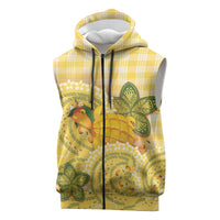 Hawaii Palaka Sleeveless Zip Hoodie Cute Ripe Mango Turtle On The Waves DT05 Yellow - Polynesian Pride