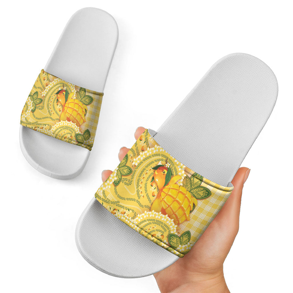 Hawaii Palaka Slide Sandals Cute Ripe Mango Turtle On The Waves DT05 - Polynesian Pride