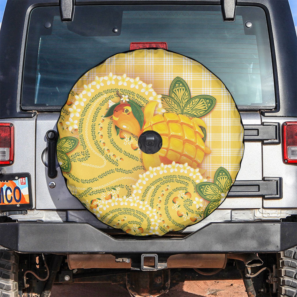 Hawaii Palaka Spare Tire Cover Cute Ripe Mango Turtle On The Waves DT05 Yellow - Polynesian Pride