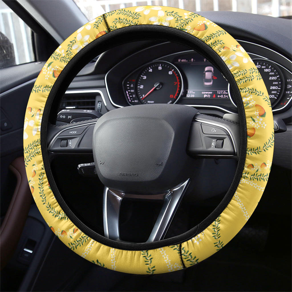 Hawaii Palaka Steering Wheel Cover Cute Ripe Mango Turtle On The Waves DT05 - Polynesian Pride