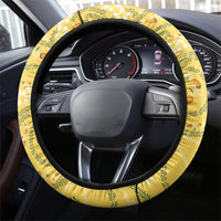 Hawaii Palaka Steering Wheel Cover Cute Ripe Mango Turtle On The Waves DT05 - Polynesian Pride