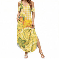 Hawaii Palaka Summer Maxi Dress Cute Ripe Mango Turtle On The Waves DT05 Women Yellow - Polynesian Pride