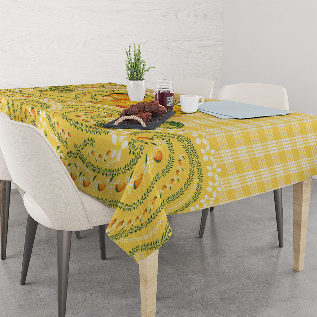 Hawaii Palaka Tablecloth Cute Ripe Mango Turtle On The Waves DT05 - Polynesian Pride