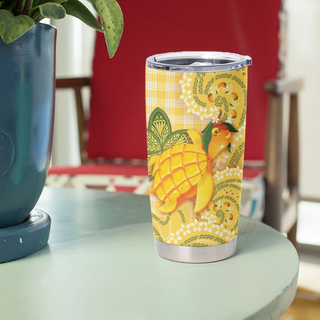 Hawaii Palaka Tumbler Cup Cute Ripe Mango Turtle On The Waves DT05 - Polynesian Pride