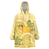 Hawaii Palaka Wearable Blanket Hoodie Cute Ripe Mango Turtle On The Waves DT05 One Size Yellow - Polynesian Pride