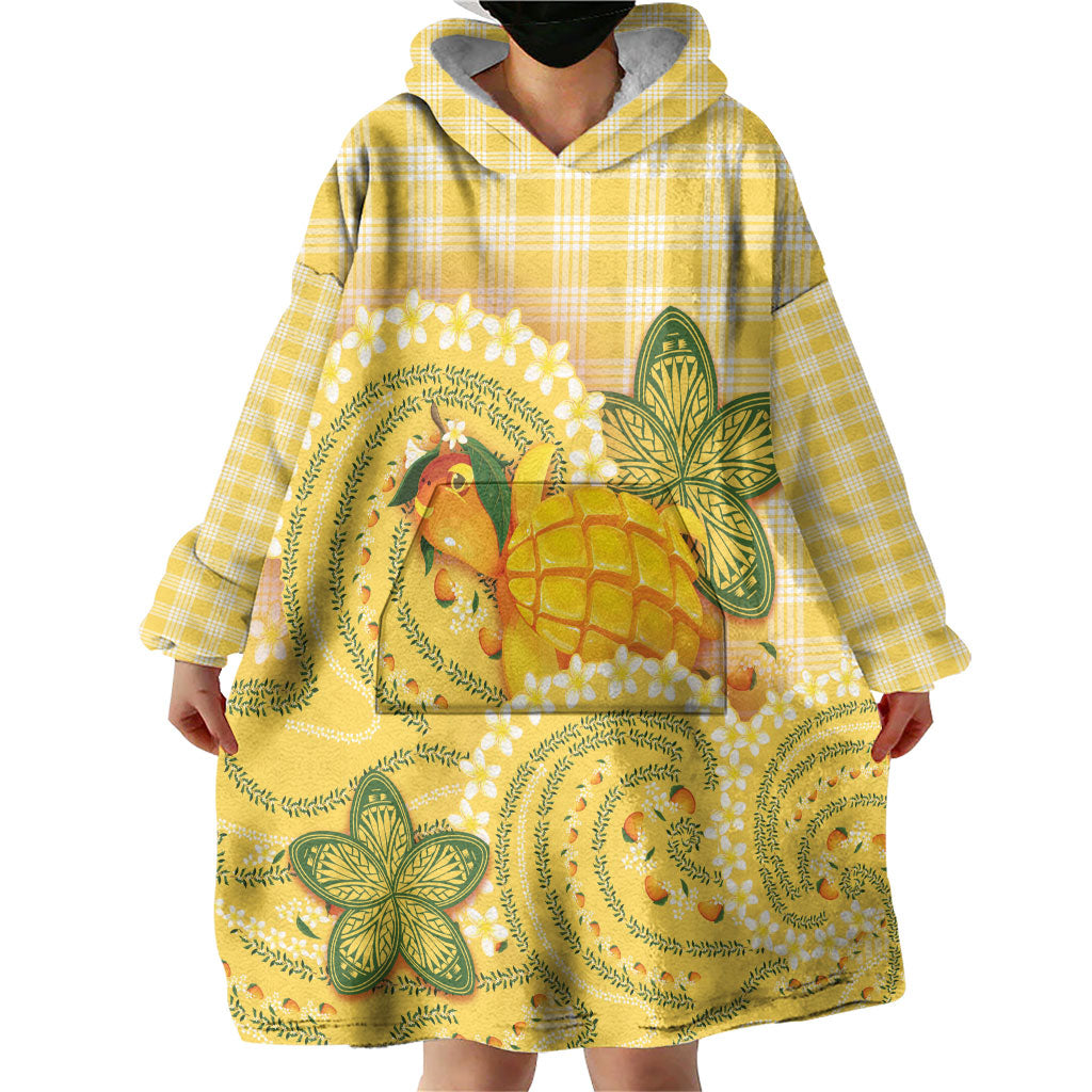 Hawaii Palaka Wearable Blanket Hoodie Cute Ripe Mango Turtle On The Waves DT05 - Polynesian Pride