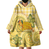 Hawaii Palaka Wearable Blanket Hoodie Cute Ripe Mango Turtle On The Waves DT05 - Polynesian Pride