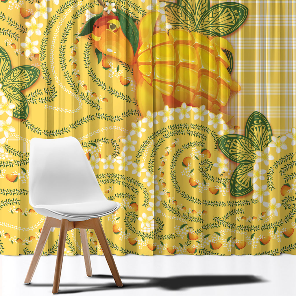 Hawaii Palaka Window Curtain Cute Ripe Mango Turtle On The Waves DT05 - Polynesian Pride