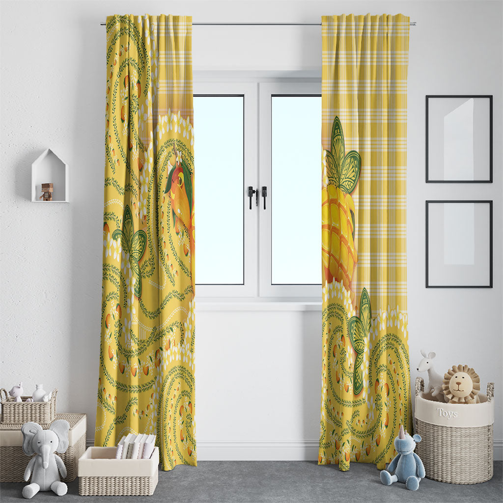 Hawaii Palaka Window Curtain Cute Ripe Mango Turtle On The Waves DT05 - Polynesian Pride
