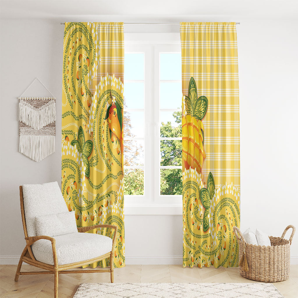 Hawaii Palaka Window Curtain Cute Ripe Mango Turtle On The Waves DT05 - Polynesian Pride