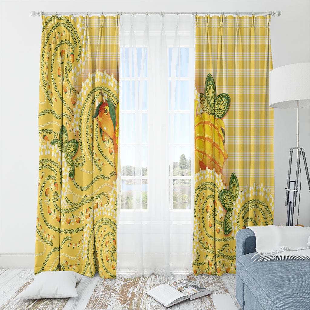Hawaii Palaka Window Curtain Cute Ripe Mango Turtle On The Waves DT05 - Polynesian Pride